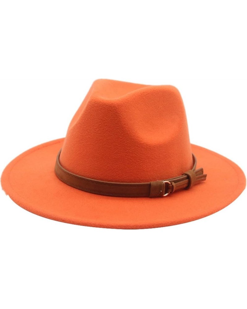 Solid Belt Fedora Hats Felted Hat Vintage Casual Outdoor Women Hats Black Green Winter Hats Women Sombreros Orange $16.99 Fed...