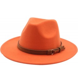 Solid Belt Fedora Hats Felted Hat Vintage Casual Outdoor Women Hats Black Green Winter Hats Women Sombreros Orange $16.99 Fed...