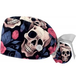 2 Packs Gourd Shaped Working Cap with Buttons Sweatband Rose Skull Scrub Cap for Women Men Color 2 $13.19 Skullies & Beanies