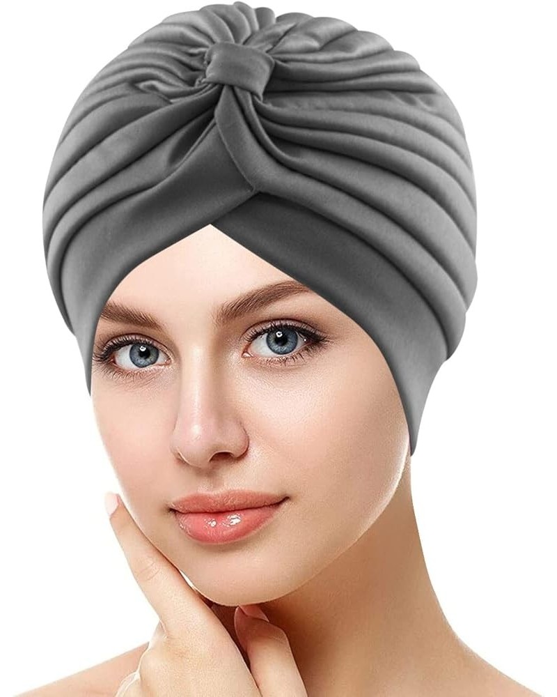 Women Turban Beaded Braid Chemo Cancer Headscarf Cap Hair Covered Wrap Hat Hijab Cap Gifts Christmas Thanksgiving Silver $5.7...