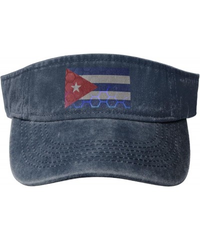 Flag of Cuba Sun Visor Hats for Women Men Sun Hat Vintage Golf Hat Adjustable Baseball Cap Navy Blue $11.64 Visors