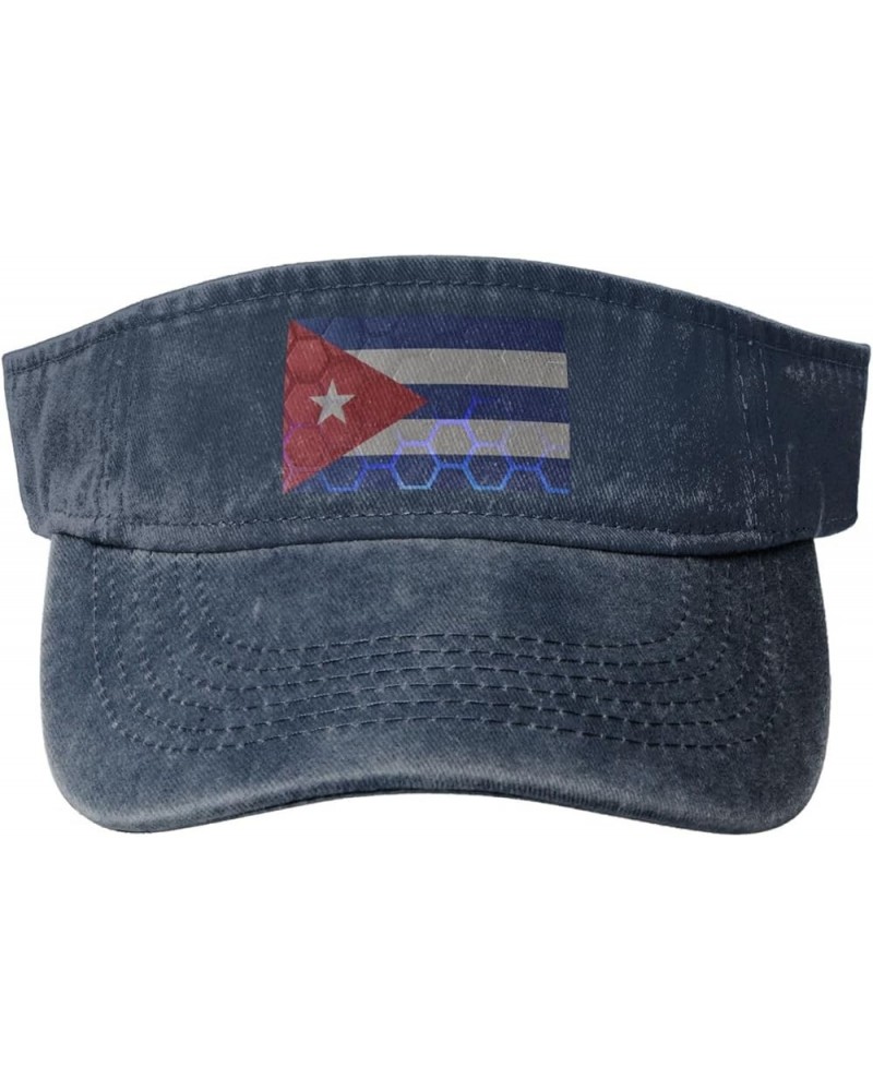 Flag of Cuba Sun Visor Hats for Women Men Sun Hat Vintage Golf Hat Adjustable Baseball Cap Navy Blue $11.64 Visors