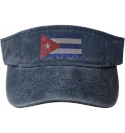 Flag of Cuba Sun Visor Hats for Women Men Sun Hat Vintage Golf Hat Adjustable Baseball Cap Navy Blue $11.64 Visors