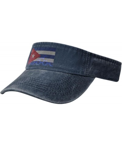 Flag of Cuba Sun Visor Hats for Women Men Sun Hat Vintage Golf Hat Adjustable Baseball Cap Navy Blue $11.64 Visors