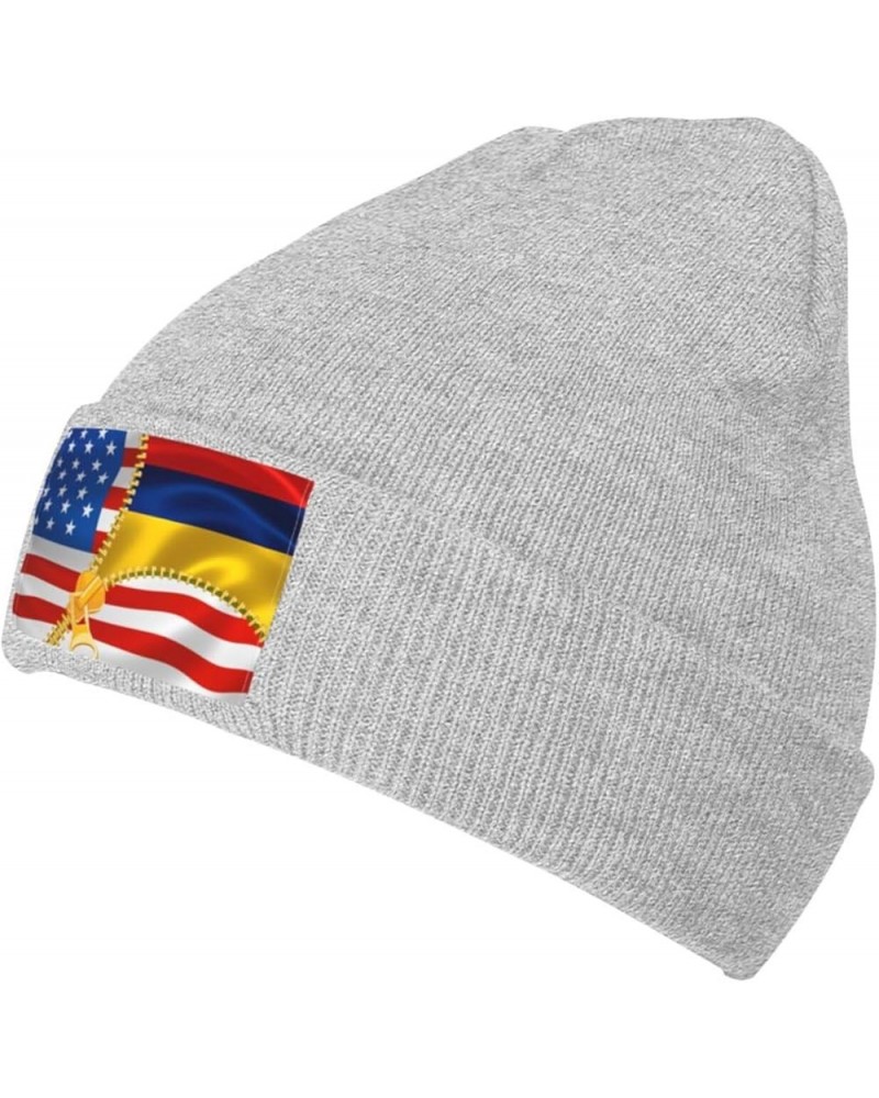 Unisex American Flag and Colombia Flag Knit Beanie Hat,Soft Warm Skull Cap Winter Hat Knit Cuffed Beanie for Men and Women Gr...