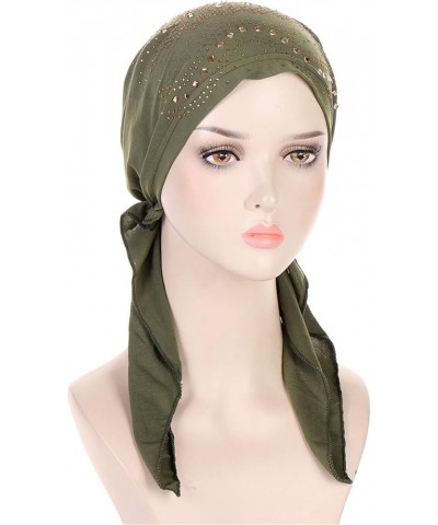 Women Hat Fashion Hijab Hat with Diamond Hat Stretch Multicolor Solid Color Muslim Hijab Marching Band Hats for Ag $8.69 Sun ...