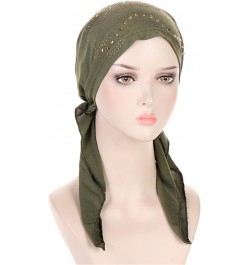 Women Hat Fashion Hijab Hat with Diamond Hat Stretch Multicolor Solid Color Muslim Hijab Marching Band Hats for Ag $8.69 Sun ...