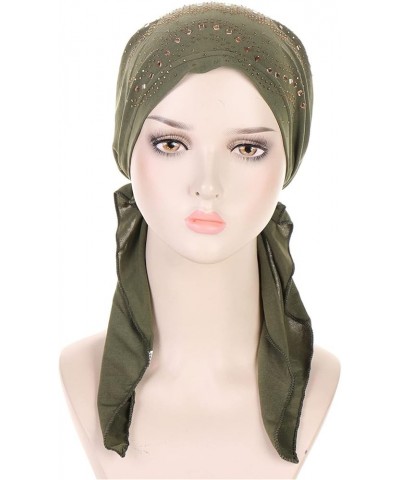 Women Hat Fashion Hijab Hat with Diamond Hat Stretch Multicolor Solid Color Muslim Hijab Marching Band Hats for Ag $8.69 Sun ...