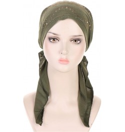 Women Hat Fashion Hijab Hat with Diamond Hat Stretch Multicolor Solid Color Muslim Hijab Marching Band Hats for Ag $8.69 Sun ...