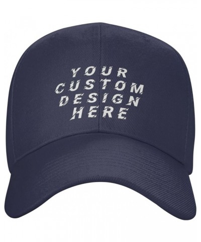 Custom Hats for Men Design Your Own Name Logo Text Image Personalized Baseball Hats Navy Blue $7.91 Baseball Caps