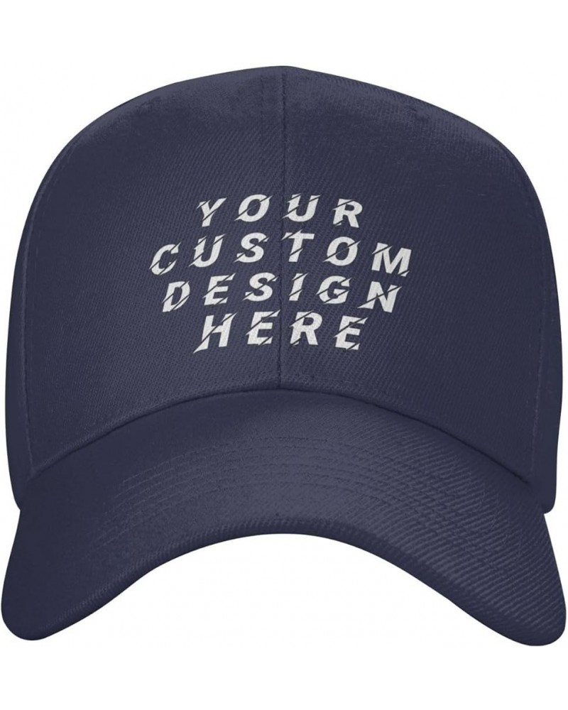 Custom Hats for Men Design Your Own Name Logo Text Image Personalized Baseball Hats Navy Blue $7.91 Baseball Caps