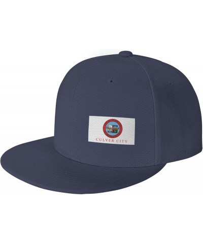 Official Flag of Culver City, Ca Snapback Hat Baseball Cap for Men Women Hip Hop Style Flat-Brimmed Hats Navy Blue $13.13 Bas...