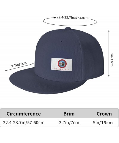 Official Flag of Culver City, Ca Snapback Hat Baseball Cap for Men Women Hip Hop Style Flat-Brimmed Hats Navy Blue $13.13 Bas...