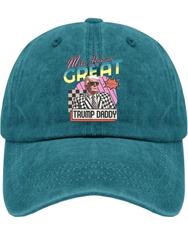 Daddy's Home Trump Golf Hat Daddy Hat Pigment Black Dad Hats for Men Gifts for Son Workout Cap Cyan Blue $11.99 Cowboy Hats