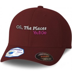 Flexfit Hats for Men & Women Oh The Places You'll Go Polyester Dad Hat Baseball Cap Burgundy $17.15 Baseball Caps