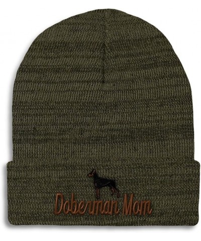 Beanies for Men Doberman Mom Embroidery Dogs Dog Lover Winter Hats for Women Acrylic Skull Cap 1 Size Heather Olive Green Per...