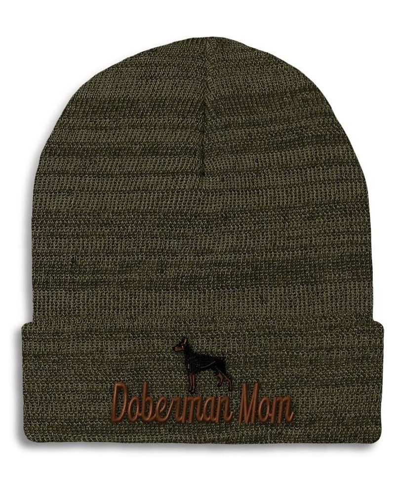 Beanies for Men Doberman Mom Embroidery Dogs Dog Lover Winter Hats for Women Acrylic Skull Cap 1 Size Heather Olive Green Per...