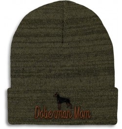 Beanies for Men Doberman Mom Embroidery Dogs Dog Lover Winter Hats for Women Acrylic Skull Cap 1 Size Heather Olive Green Per...