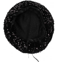 2 Pcs Sequined Beret French Beret Hat Rave Accessories Fancy Beret Hat French Hats for Ladies Novelty Blackx3pcs $16.85 Berets