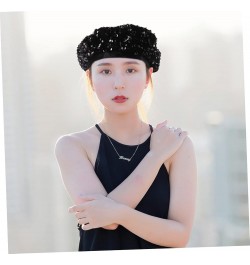 2 Pcs Sequined Beret French Beret Hat Rave Accessories Fancy Beret Hat French Hats for Ladies Novelty Blackx3pcs $16.85 Berets