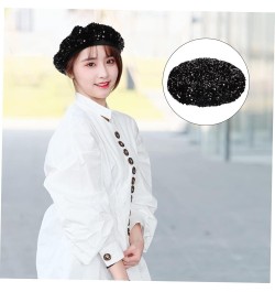 2 Pcs Sequined Beret French Beret Hat Rave Accessories Fancy Beret Hat French Hats for Ladies Novelty Blackx3pcs $16.85 Berets