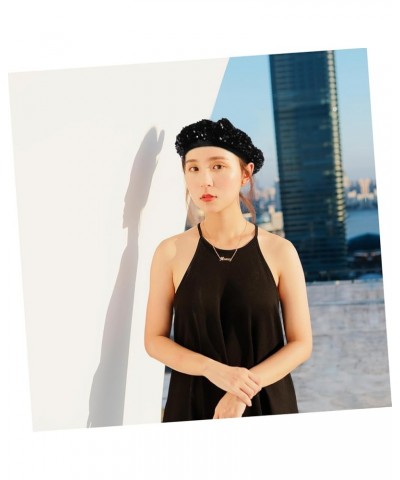 2 Pcs Sequined Beret French Beret Hat Rave Accessories Fancy Beret Hat French Hats for Ladies Novelty Blackx3pcs $16.85 Berets