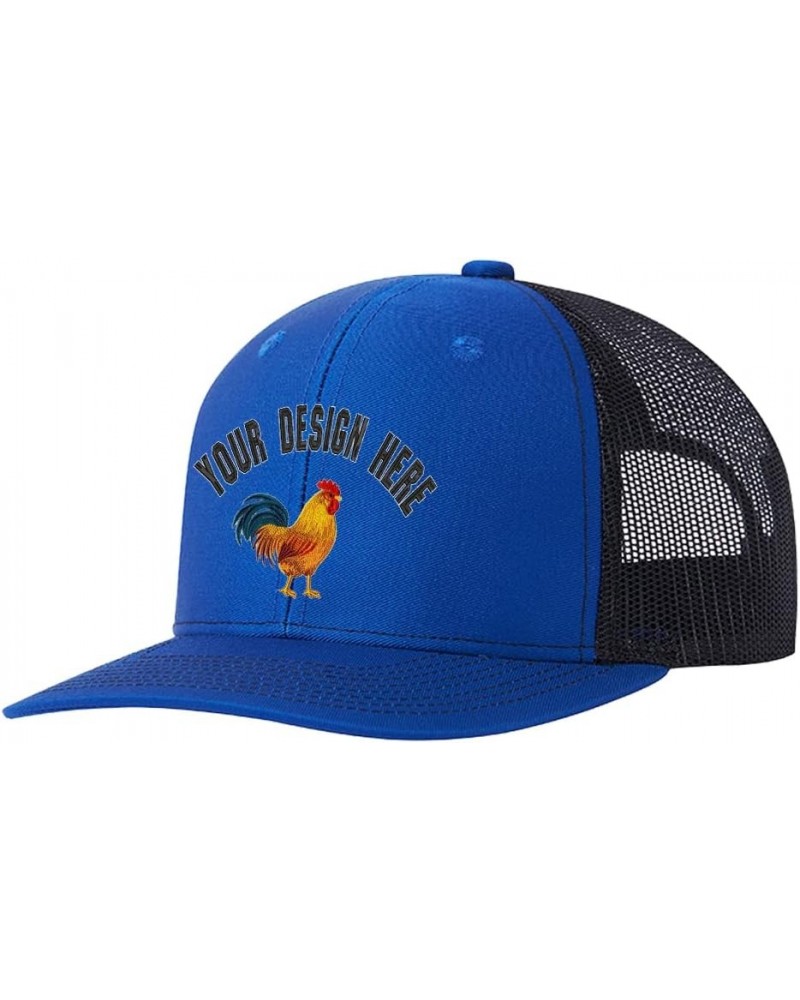 Custom Colorful Rooster 112 Trucker Hat Embroidered Western Farm Rooster G Design Your Farm Name Snaps Mesh Baseball Cap Blue...