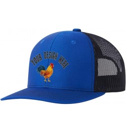 Custom Colorful Rooster 112 Trucker Hat Embroidered Western Farm Rooster G Design Your Farm Name Snaps Mesh Baseball Cap Blue...