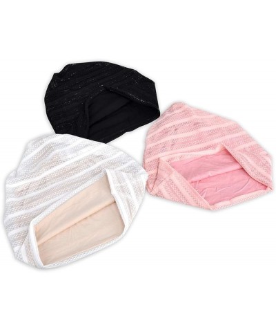 Women's Baggy Slouchy Chemo Sleep Beanie Hat Skull Cap 3 Pack White & Black & Pink $9.35 Skullies & Beanies