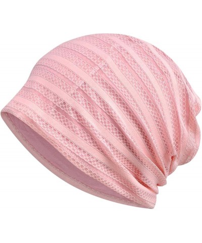 Women's Baggy Slouchy Chemo Sleep Beanie Hat Skull Cap 3 Pack White & Black & Pink $9.35 Skullies & Beanies