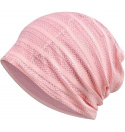 Women's Baggy Slouchy Chemo Sleep Beanie Hat Skull Cap 3 Pack White & Black & Pink $9.35 Skullies & Beanies