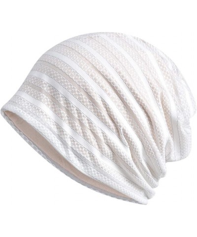 Women's Baggy Slouchy Chemo Sleep Beanie Hat Skull Cap 3 Pack White & Black & Pink $9.35 Skullies & Beanies