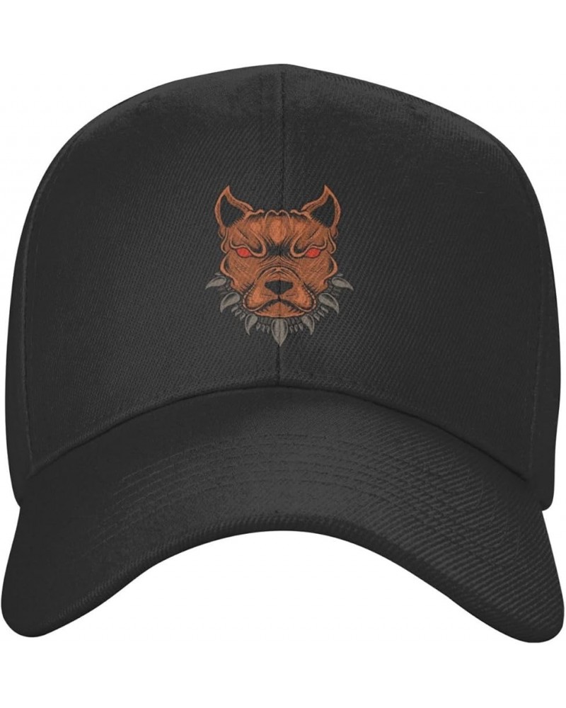 Angry Dog Head Baseball Cap for Men Women Dad Hat Classic Adjustable Golf Hats Black $11.62 Baseball Caps