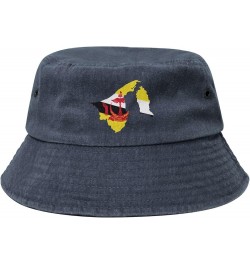 Brunei Terrain Map Bucket Hat for Men Women Outdoor Washed Cotton Sun Hats Travel Beach Hat Navy Blue $10.28 Bucket Hats