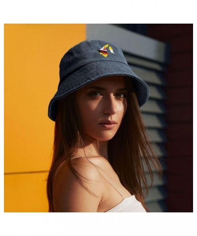 Brunei Terrain Map Bucket Hat for Men Women Outdoor Washed Cotton Sun Hats Travel Beach Hat Navy Blue $10.28 Bucket Hats