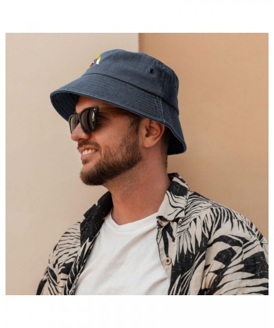 Brunei Terrain Map Bucket Hat for Men Women Outdoor Washed Cotton Sun Hats Travel Beach Hat Navy Blue $10.28 Bucket Hats