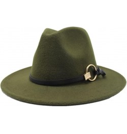 Popular Metal Ring Simple Belt Flat Brim Hat Wide Brim Joker Hat Autumn and Winter Woolen Hat Fengyan Cowboy Hats Military Gr...