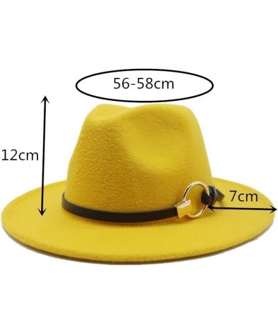 Popular Metal Ring Simple Belt Flat Brim Hat Wide Brim Joker Hat Autumn and Winter Woolen Hat Fengyan Cowboy Hats Military Gr...