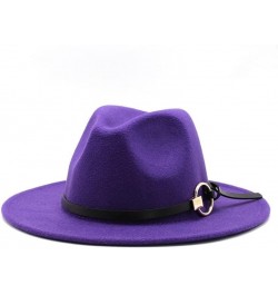 Popular Metal Ring Simple Belt Flat Brim Hat Wide Brim Joker Hat Autumn and Winter Woolen Hat Fengyan Cowboy Hats Military Gr...