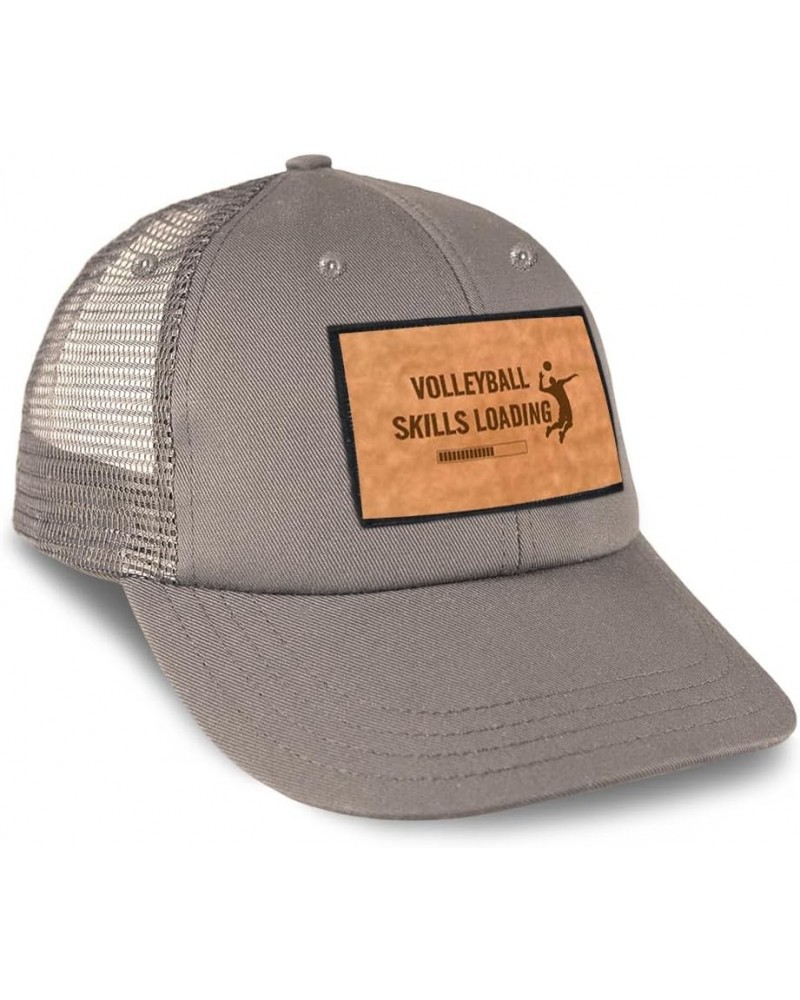 Patch Hat Printed Leather Background Volleyball Skills Loading Sport Volleyball Cotton Trucker Baseball Cap Grey Rectangle Pa...