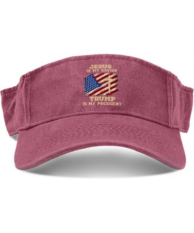 jesuss is My saviorr Trump is My presidentt Hats Sun Visors for Women Running Cap Reversible Visor Deep Rose $9.99 Visors