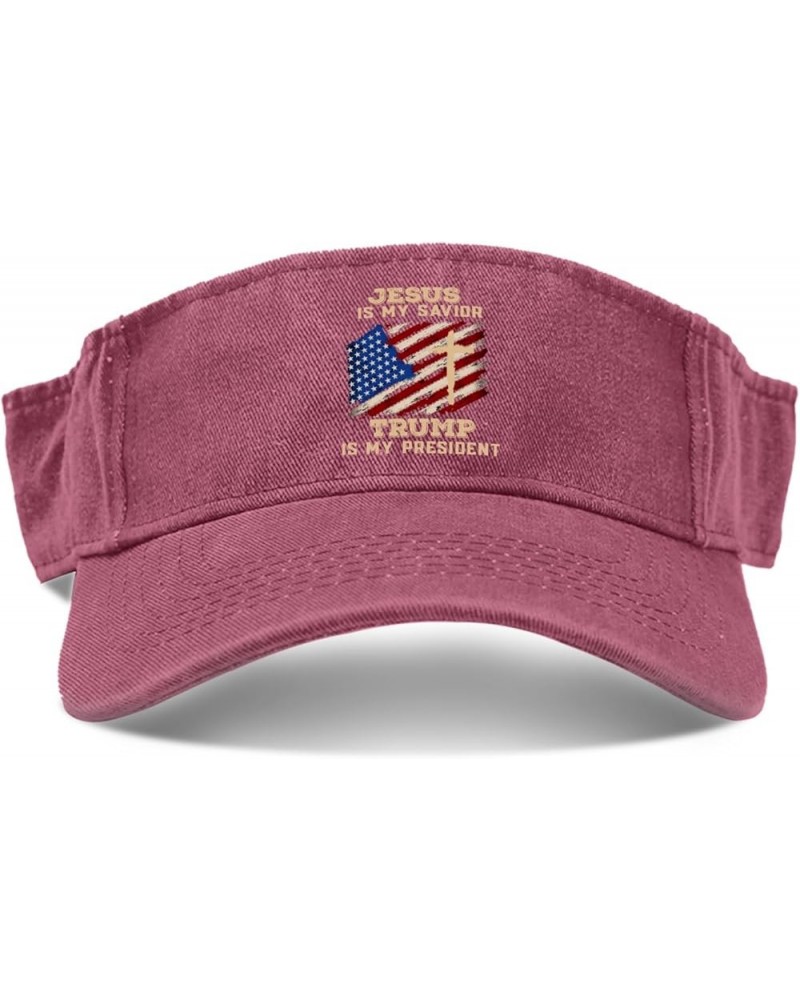 jesuss is My saviorr Trump is My presidentt Hats Sun Visors for Women Running Cap Reversible Visor Deep Rose $9.99 Visors