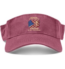 jesuss is My saviorr Trump is My presidentt Hats Sun Visors for Women Running Cap Reversible Visor Deep Rose $9.99 Visors