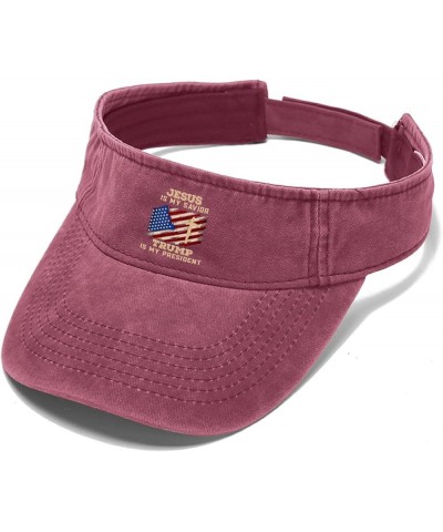 jesuss is My saviorr Trump is My presidentt Hats Sun Visors for Women Running Cap Reversible Visor Deep Rose $9.99 Visors