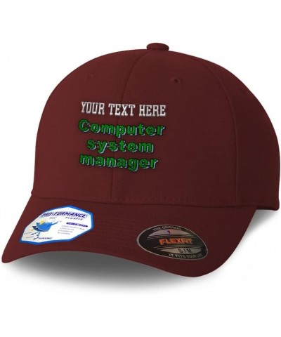 Flexfit Hats for Men & Women Computer System Manager Polyester Dad Hat Baseball Cap Burgundy Personalized Text Here $17.99 Ba...