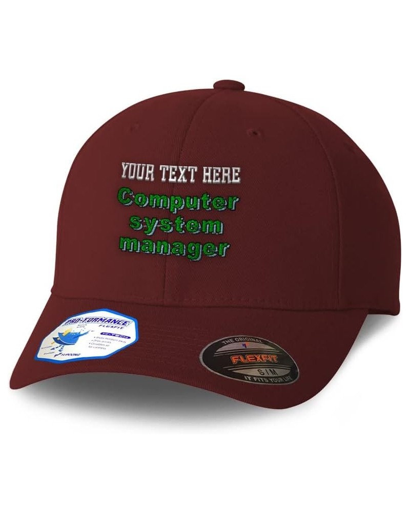 Flexfit Hats for Men & Women Computer System Manager Polyester Dad Hat Baseball Cap Burgundy Personalized Text Here $17.99 Ba...