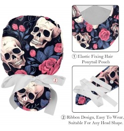 2 Packs Gourd Shaped Working Cap with Buttons Sweatband Rose Skull Scrub Cap for Women Men Color 2 $13.19 Skullies & Beanies