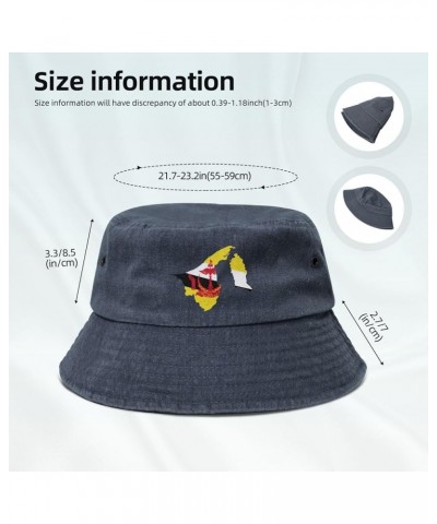 Brunei Terrain Map Bucket Hat for Men Women Outdoor Washed Cotton Sun Hats Travel Beach Hat Navy Blue $10.28 Bucket Hats