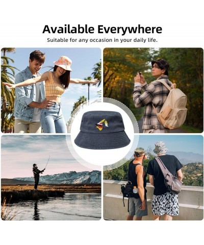 Brunei Terrain Map Bucket Hat for Men Women Outdoor Washed Cotton Sun Hats Travel Beach Hat Navy Blue $10.28 Bucket Hats