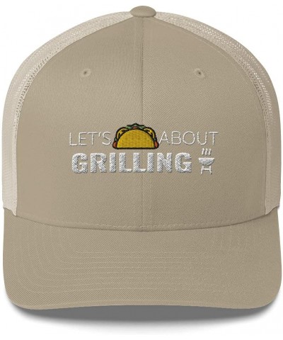 Let's Taco About Grilling BBQ Grill Adjustable Trucker Cap Mesh Hat Khaki $17.91 Baseball Caps